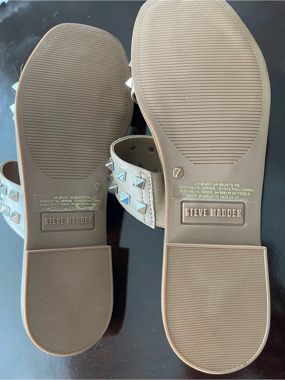 Steve Madden Tan Studded Double-Strap Slide Sandals